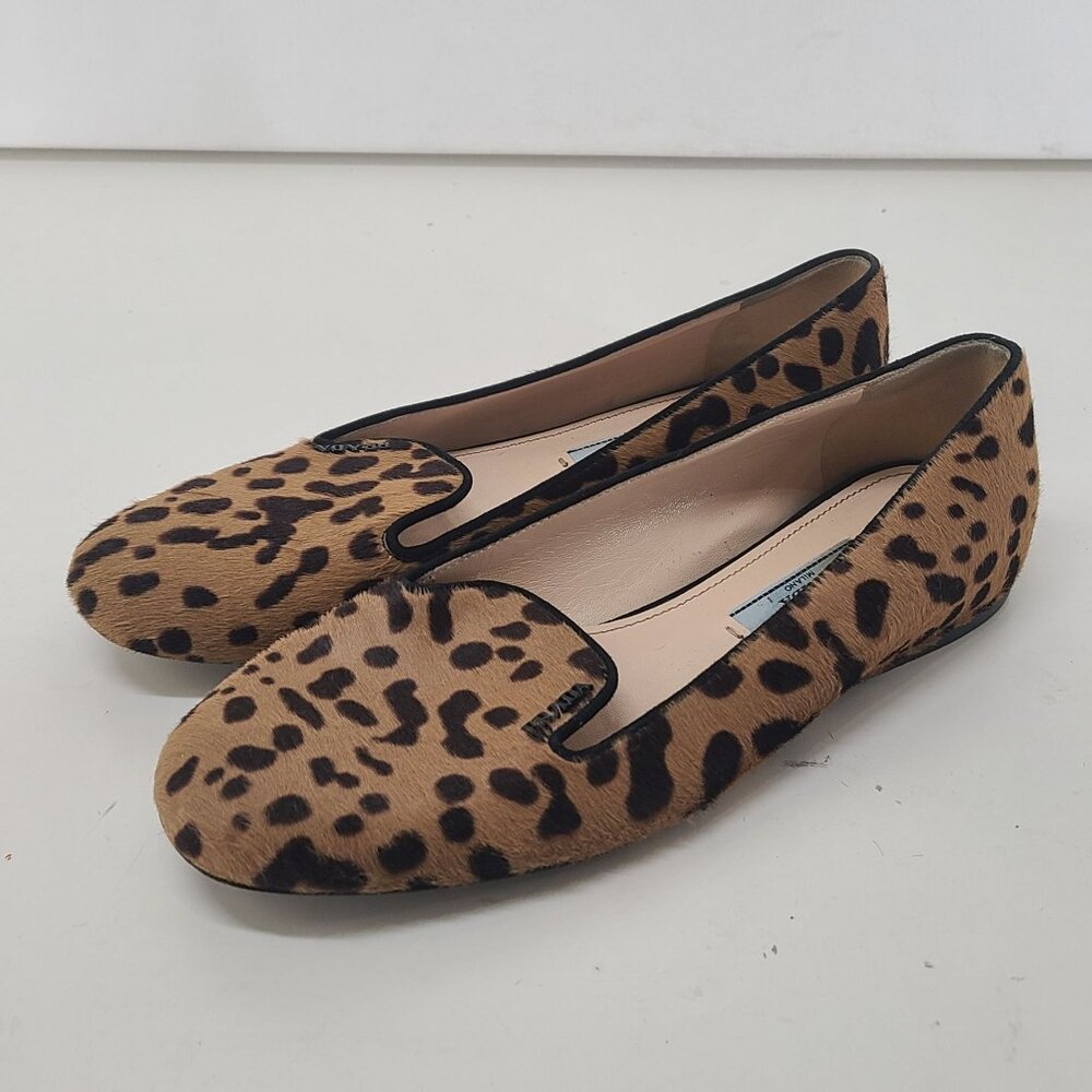 Prada Leopard  Print Calf Hair Slip On Loafters  Size US 5.5 EU 36 Slip-On Flat - Picture 3 of 8